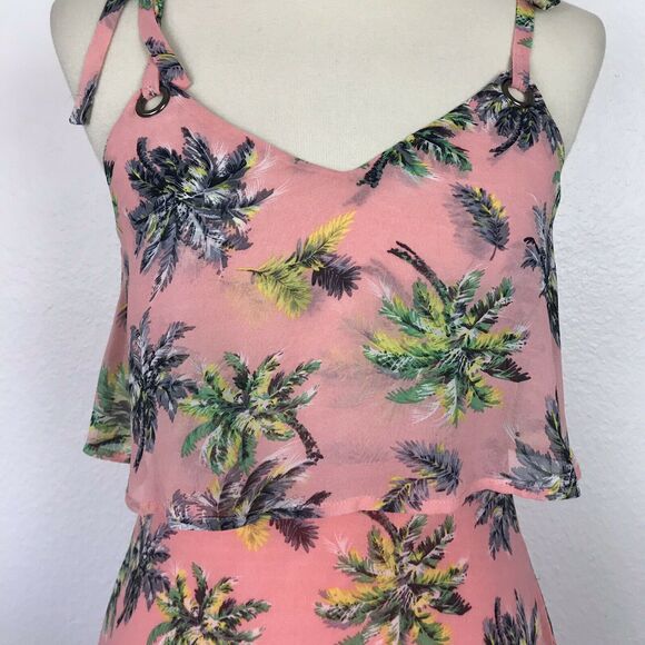 Line + Dot Tropical Print Ruffled Midi Tank Dress - Picture 2 of 12